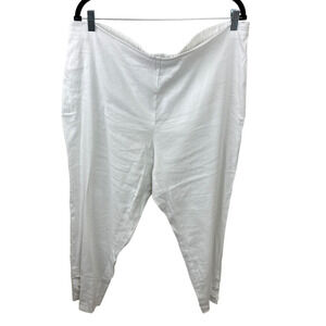 J. Jill NEW White Linen Stretch Button Ankle Pants XL Beachy Coastal